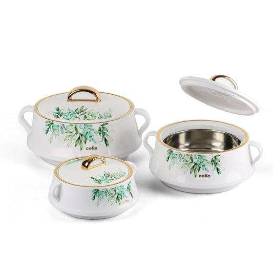 Midas Insulated Casserole Set of 3, 500ml+1000ml+1500ml White / 500ml+1000ml+1500ml