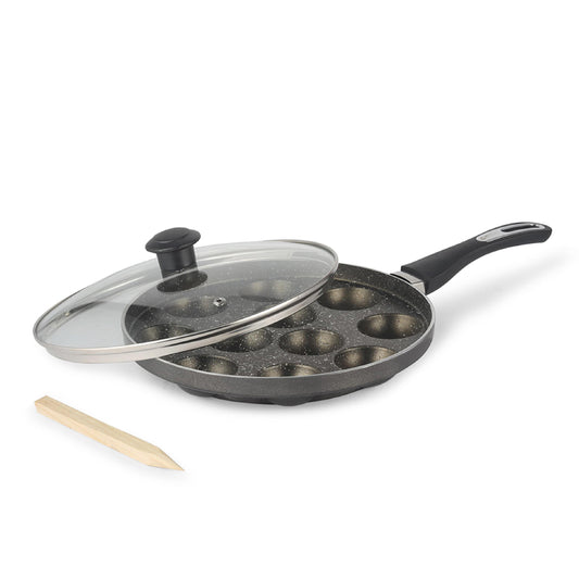 Granitas Appe Patra with Glass Lid 11 Cavity, 25cm