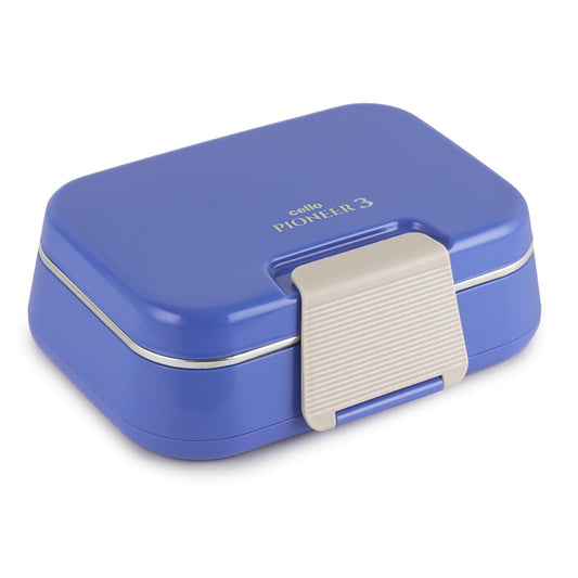 Pioneer Insulated Inner Steel Lunch Box with Fork and Spoon Blue