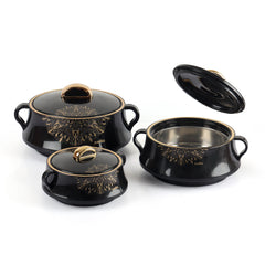 Midas Insulated Casserole Set of 3, 500ml+1000ml+1500ml Black / 500ml+1000ml+1500ml