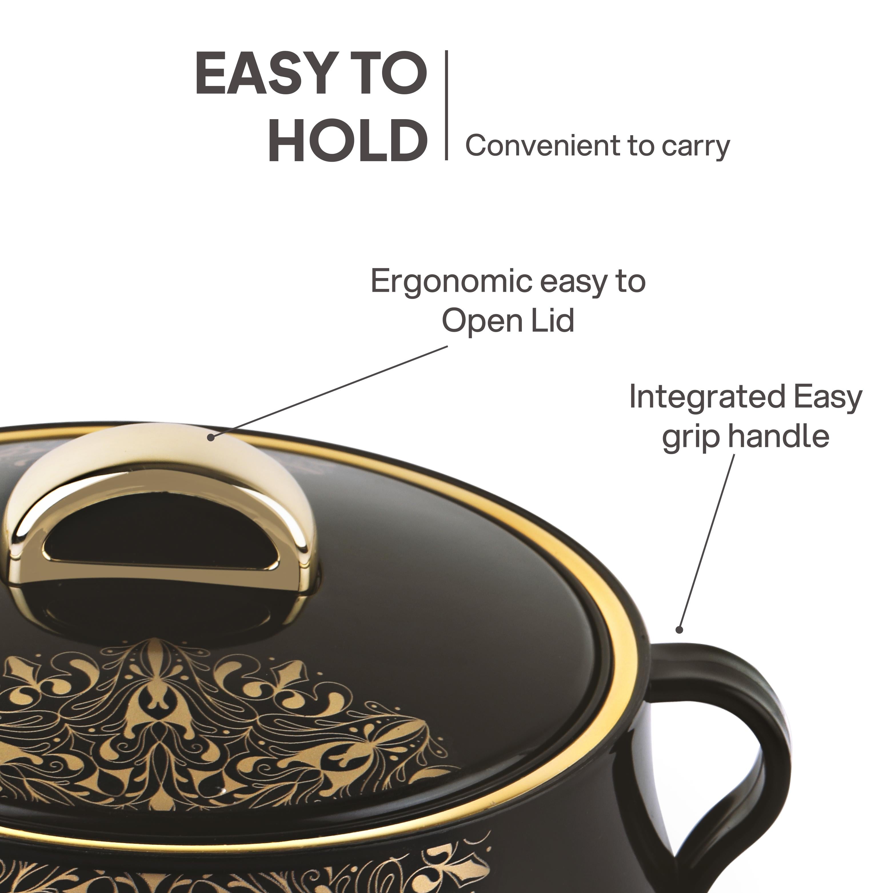 Midas Insulated Casserole Set of 3, 500ml+1000ml+1500ml Black / 500ml+1000ml+1500ml