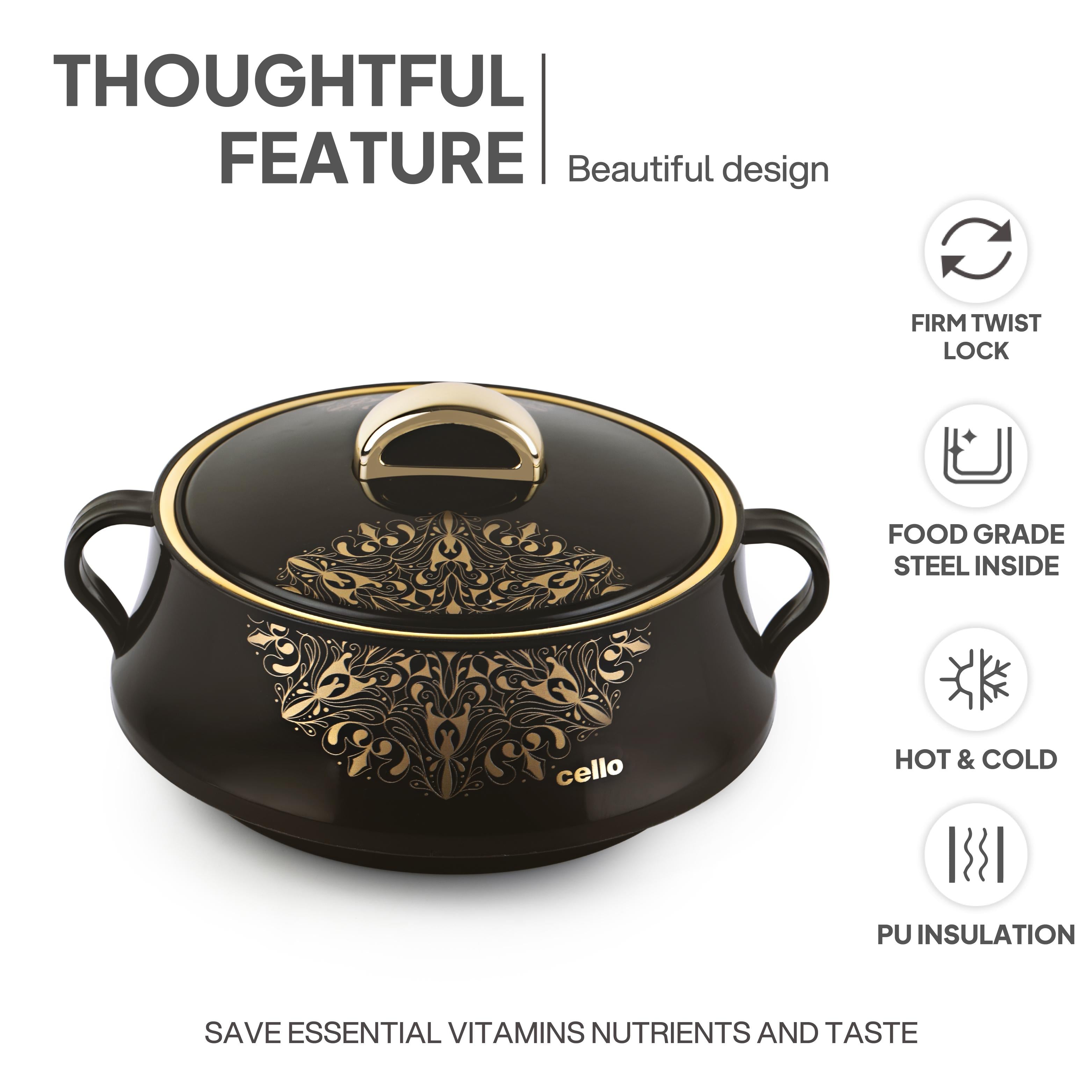 Midas Insulated Casserole Set of 3, 500ml+1000ml+1500ml Black / 500ml+1000ml+1500ml