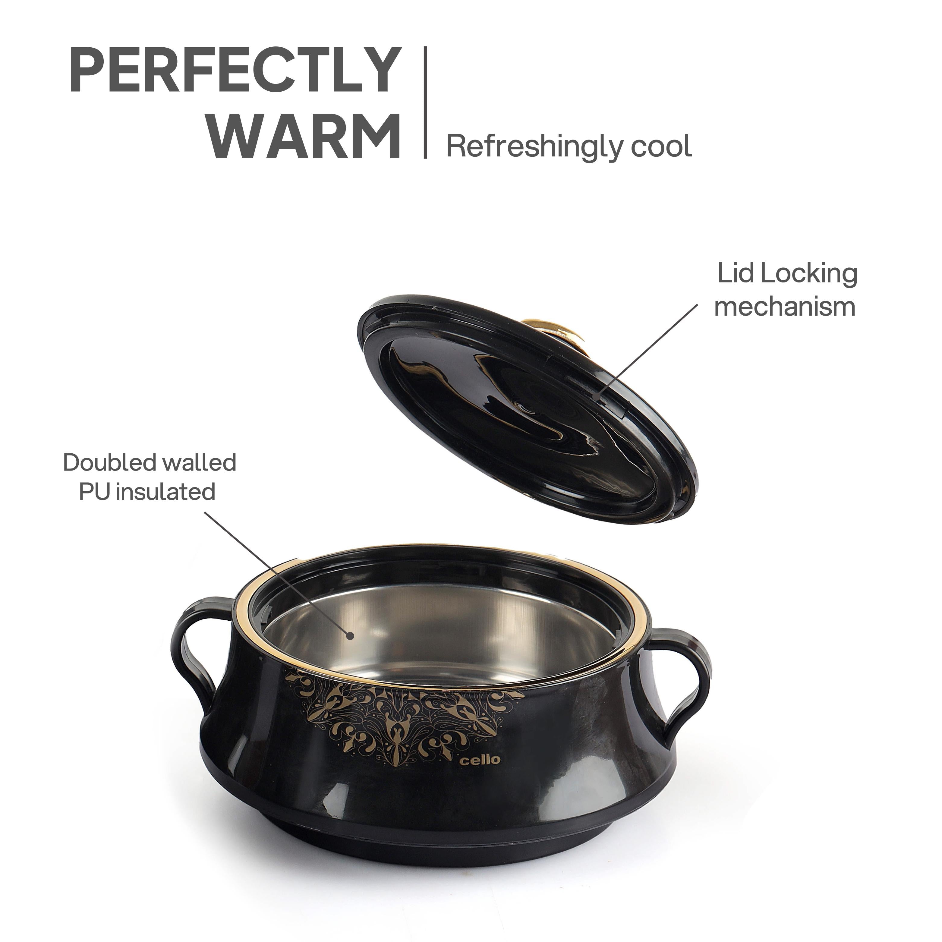 Midas Insulated Casserole Set of 3, 500ml+1000ml+1500ml Black / 500ml+1000ml+1500ml