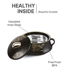 Midas Insulated Casserole Set of 3, 500ml+1000ml+1500ml Black / 500ml+1000ml+1500ml