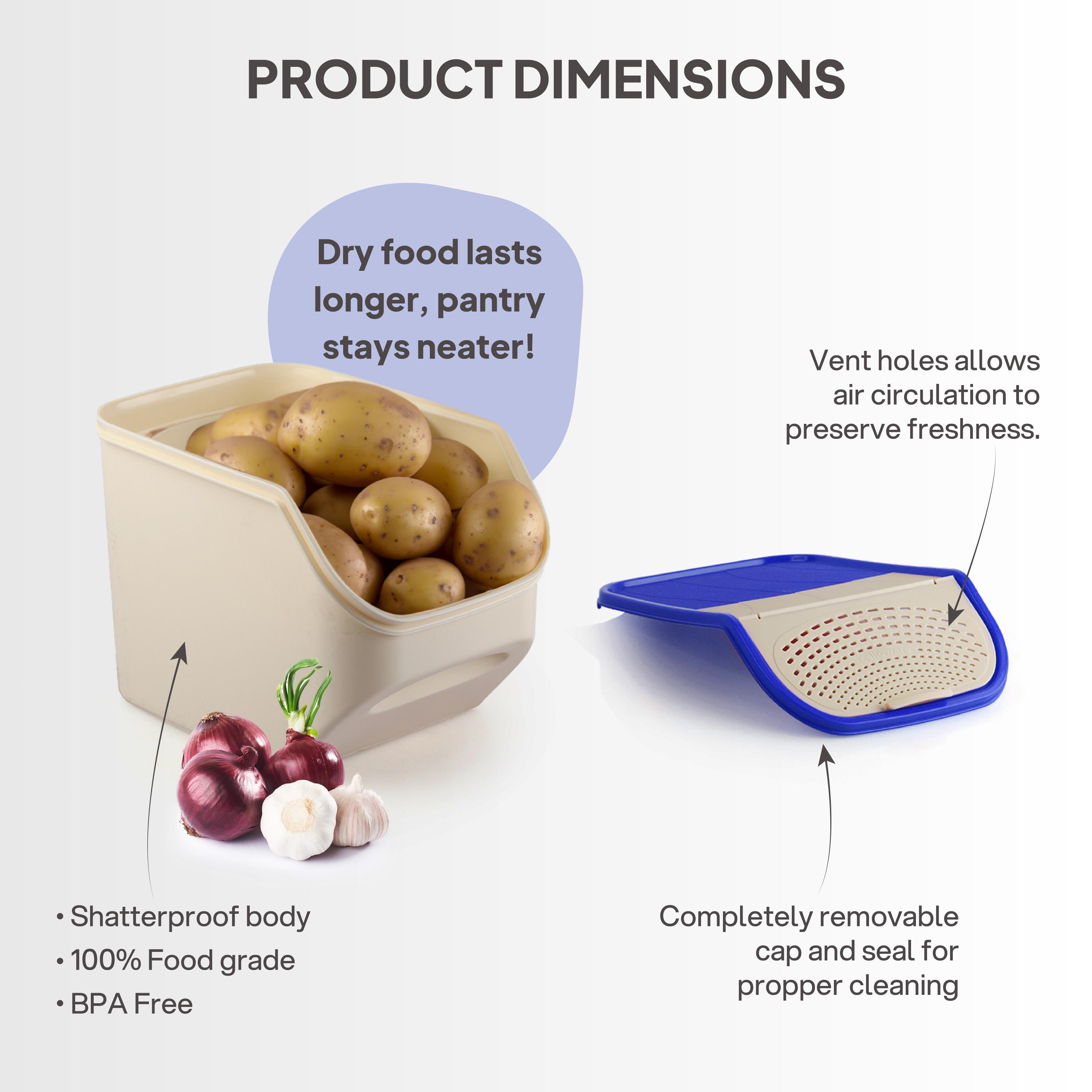 Max Fresh Modustore Plastic Onion And Potato Keeper Blue