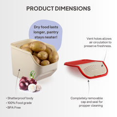 Max Fresh Modustore Plastic Onion And Potato Keeper Red