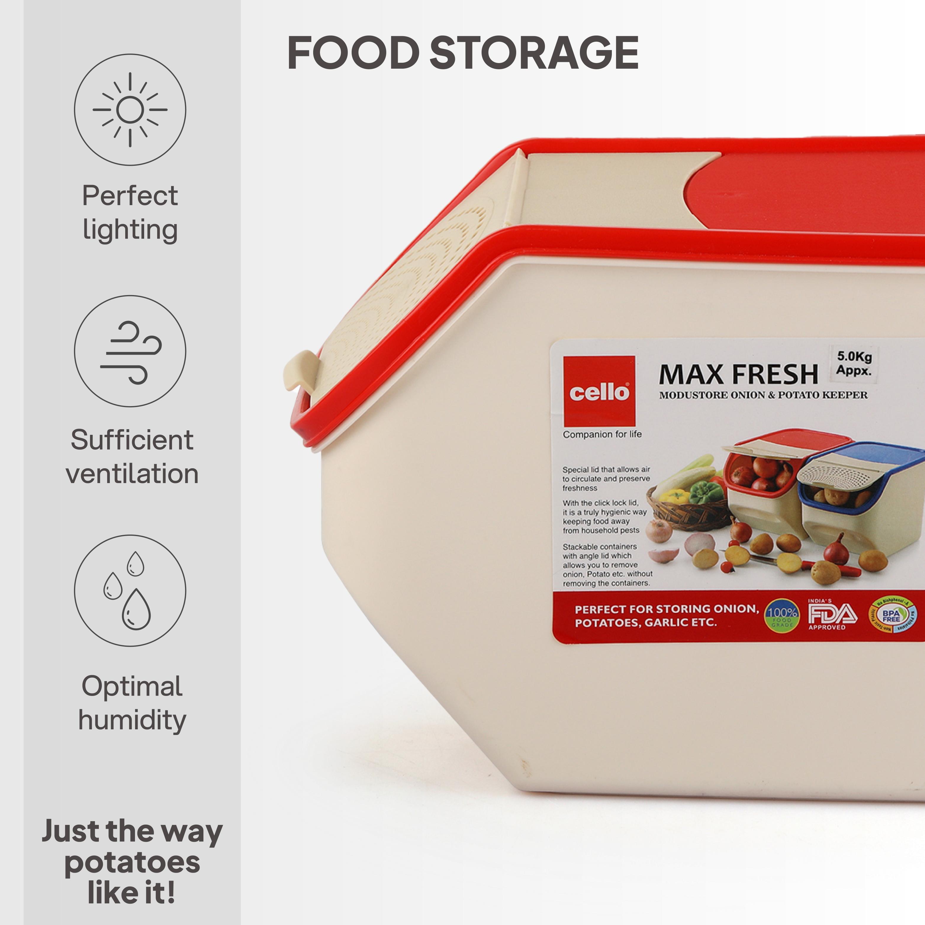 Max Fresh Modustore Plastic Onion And Potato Keeper Red