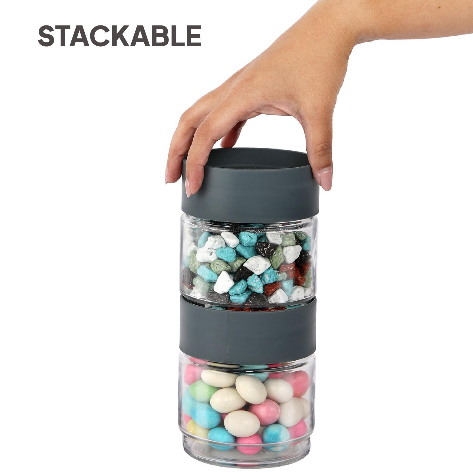 Modustack Glassy Storage Jar Grey / 500 ml x 6