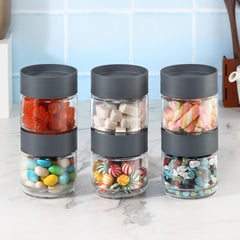 Modustack Glassy Storage Jar Grey / 500 ml x 6