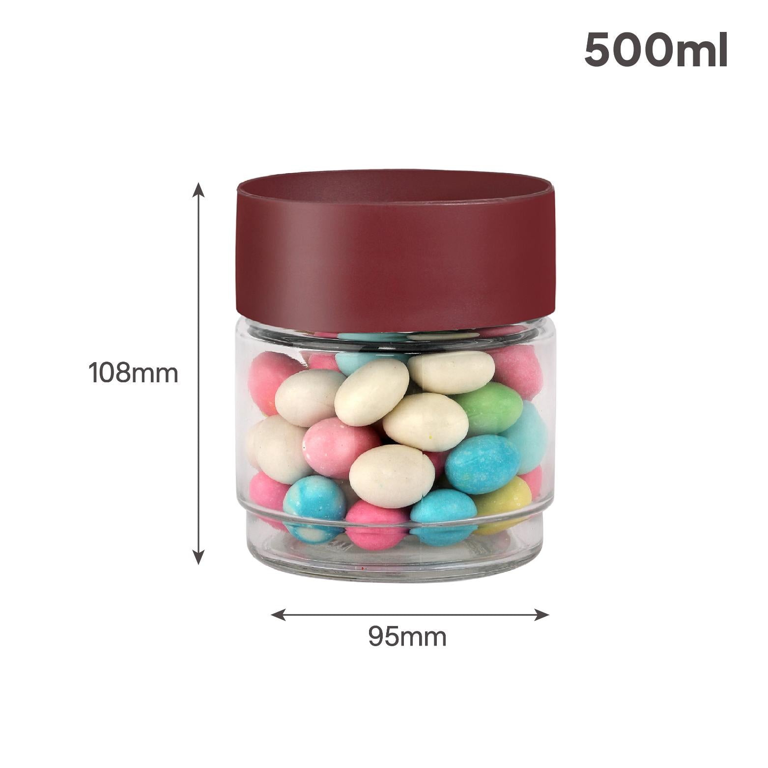 Modustack Glassy Storage Jar Maroon / 500 ml x 6