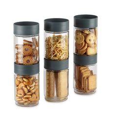 Modustack Glassy Storage Jar Grey / 750 ml x 6