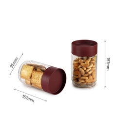 Modustack Glassy Storage Jar Maroon / 750 ml x 6