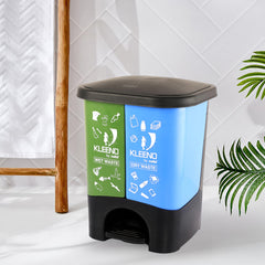 Duo Dustbin for Dry and Wet Garbage Green Blue / 20 Litre