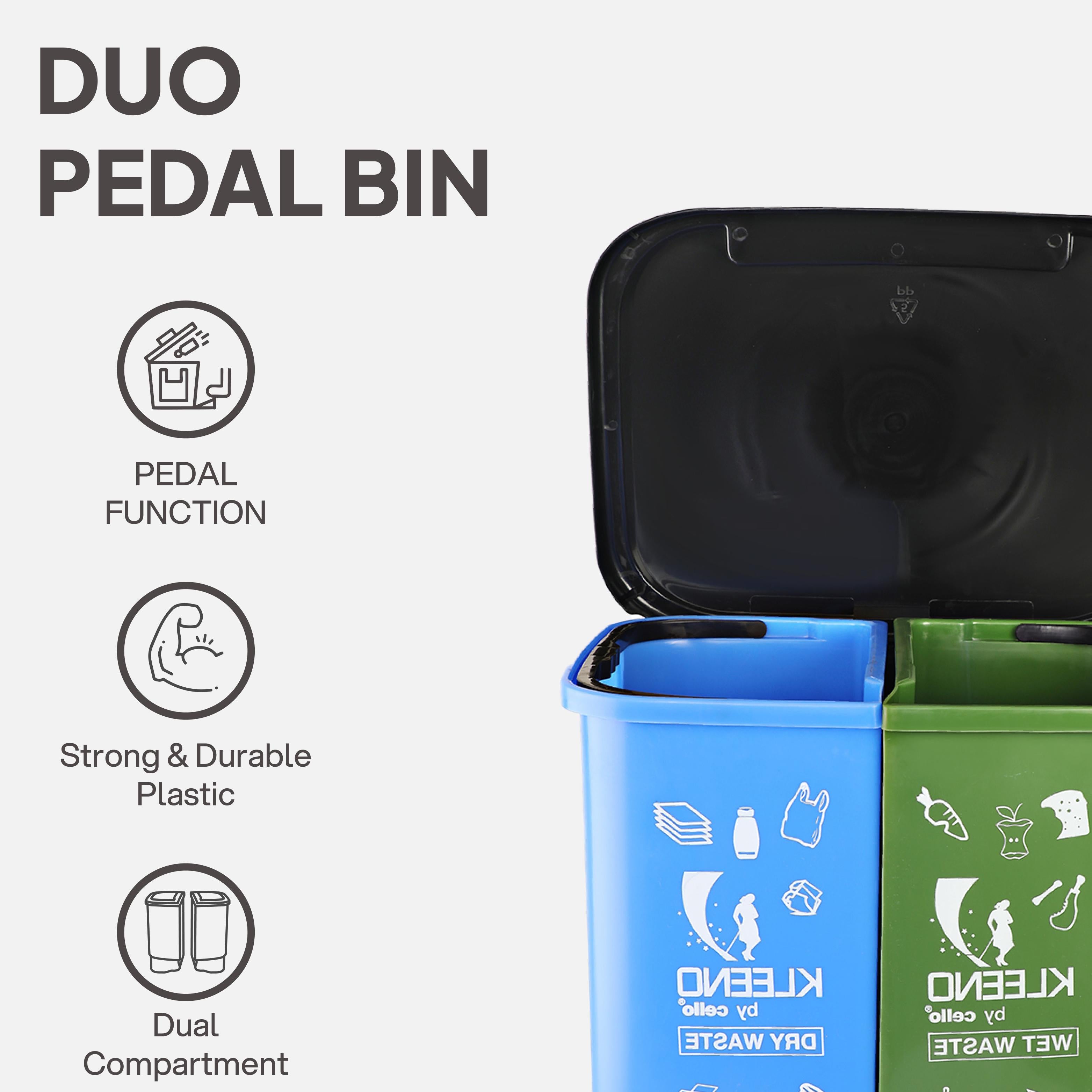 Duo Dustbin for Dry and Wet Garbage Green Blue / 20 Litre