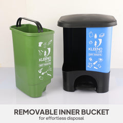 Duo Dustbin for Dry and Wet Garbage Green Blue / 20 Litre