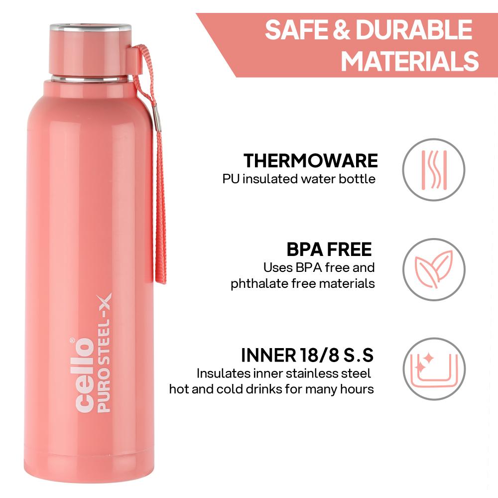 Puro Steel X Benz 900 Insulated bottle, 650 ml Pink / 650 ml