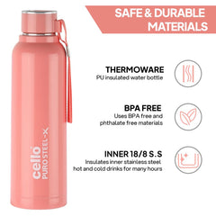 Puro Steel X Benz 900 Insulated bottle, 650 ml Pink / 650 ml
