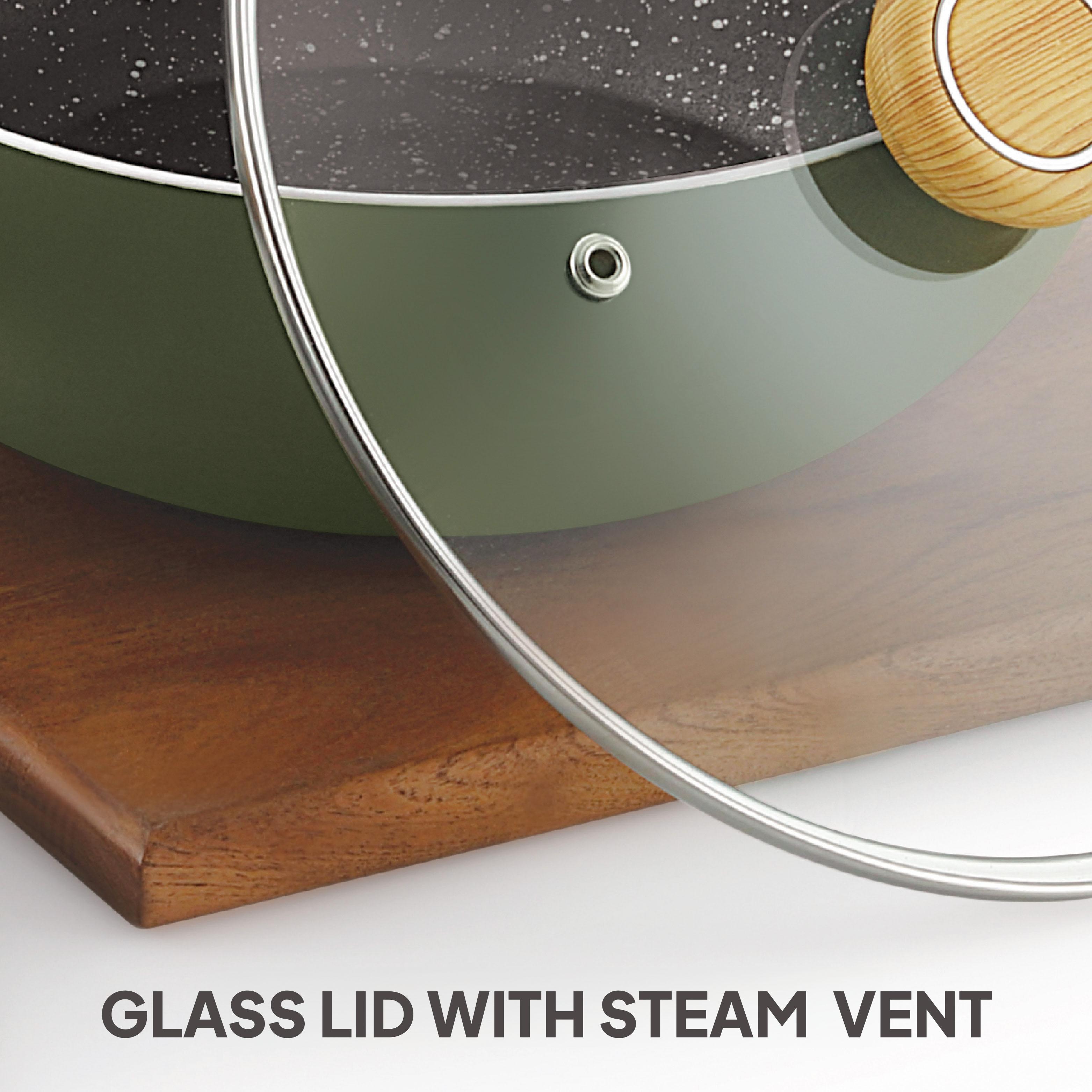 Woody Non-Stick Cookware Set Induction Base, 4 Pc Green