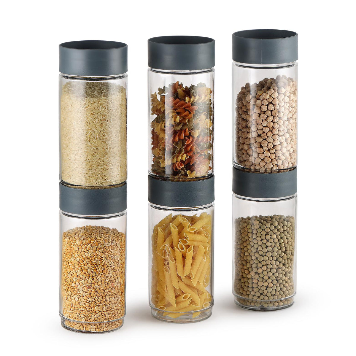 Modustack Glassy Storage Jar Grey / 1 Litre x 6