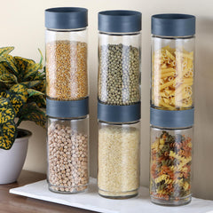 Modustack Glassy Storage Jar Grey / 1 Litre x 6