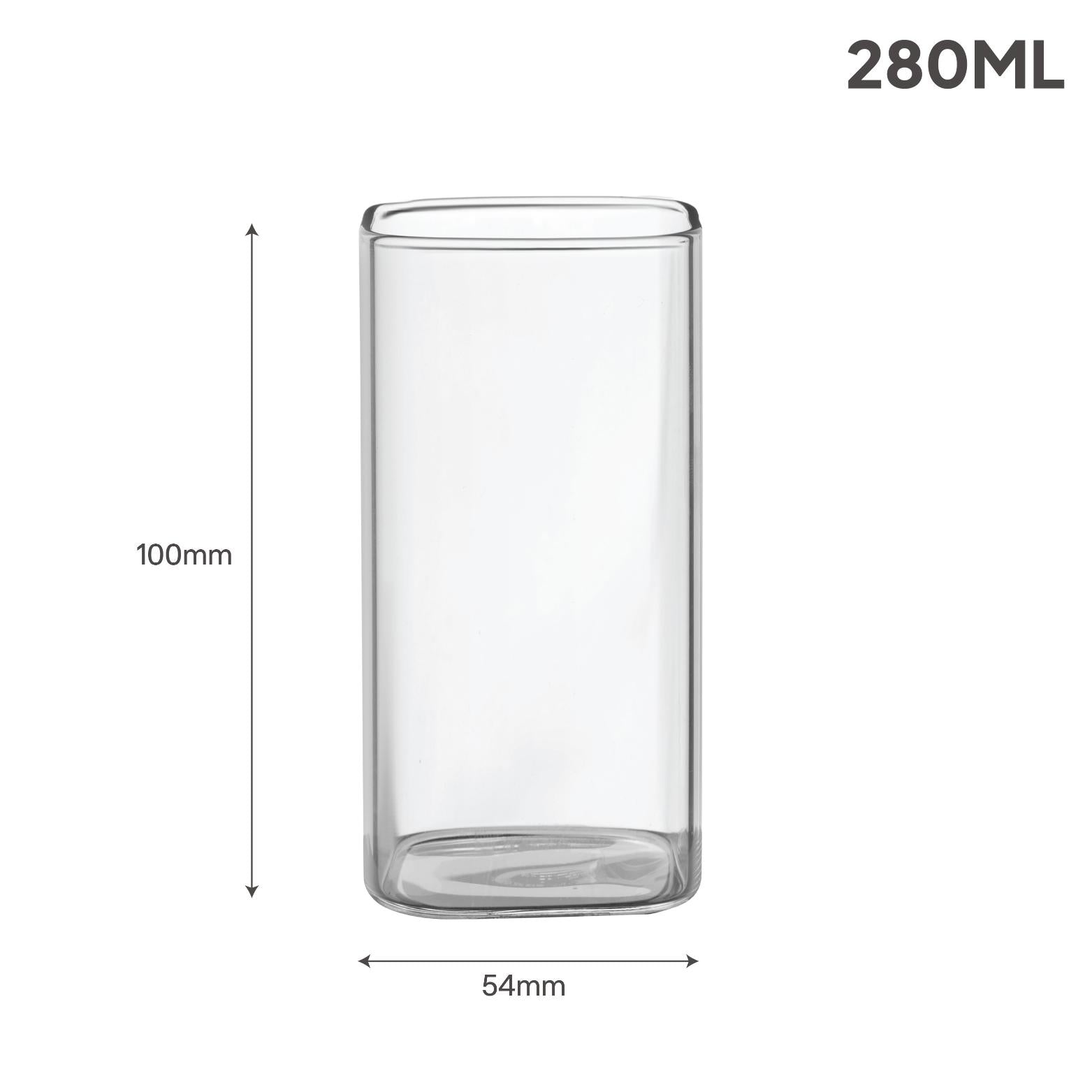 Roma Square 280ml Borosilicate Tumbler 6pcs Set 6 Pcs