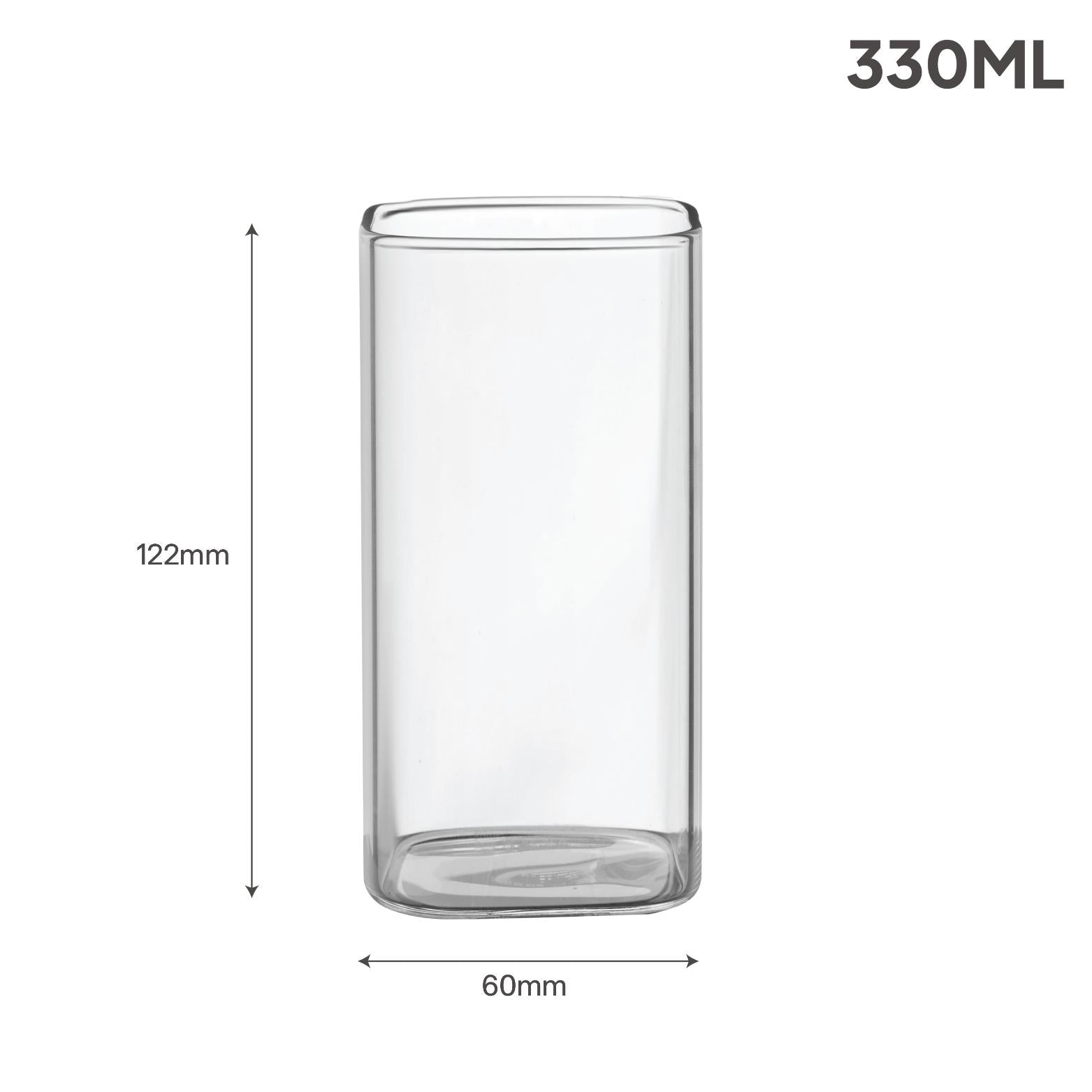Roma Square 330ml Borosilicate Tumbler 6pcs Set 6 Pcs