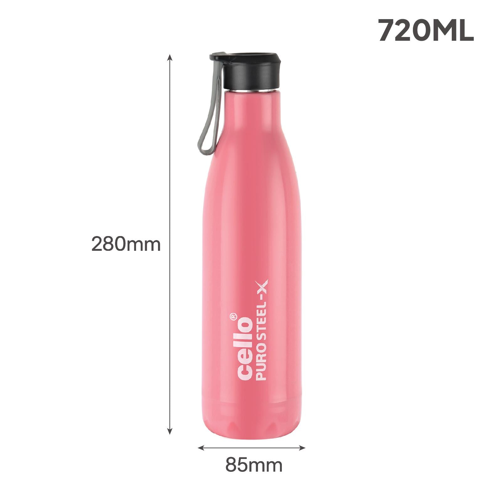 Puro Steel-X Neo 900 Insulated Water Bottle, 720ml Pink / 720ml