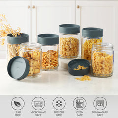 Modustack Glassy Storage Jar Grey / 1.5 Litre x 6