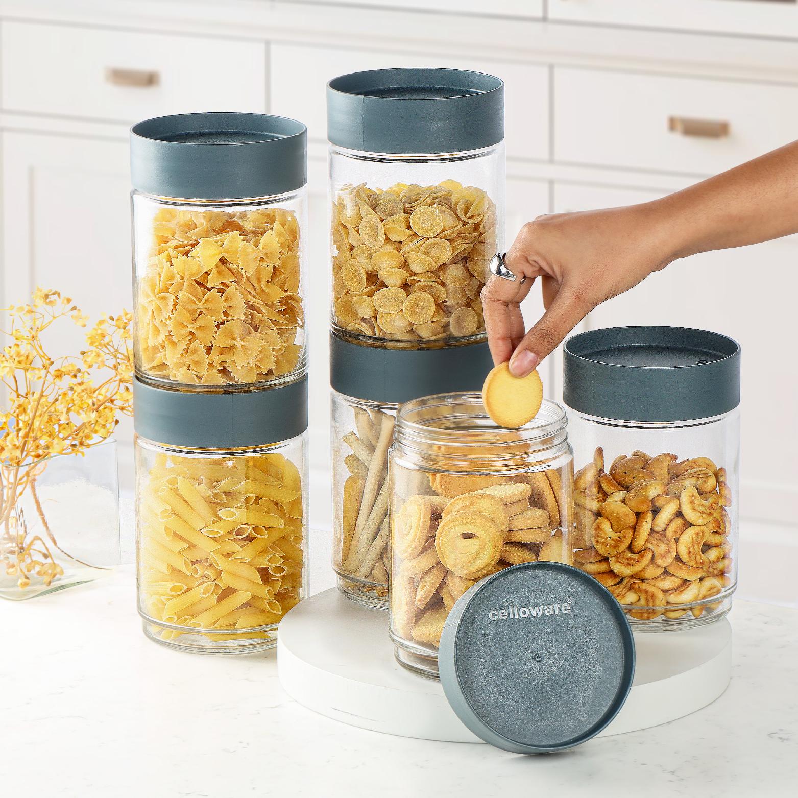 Modustack Glassy Storage Jar Grey / 1.5 Litre x 6