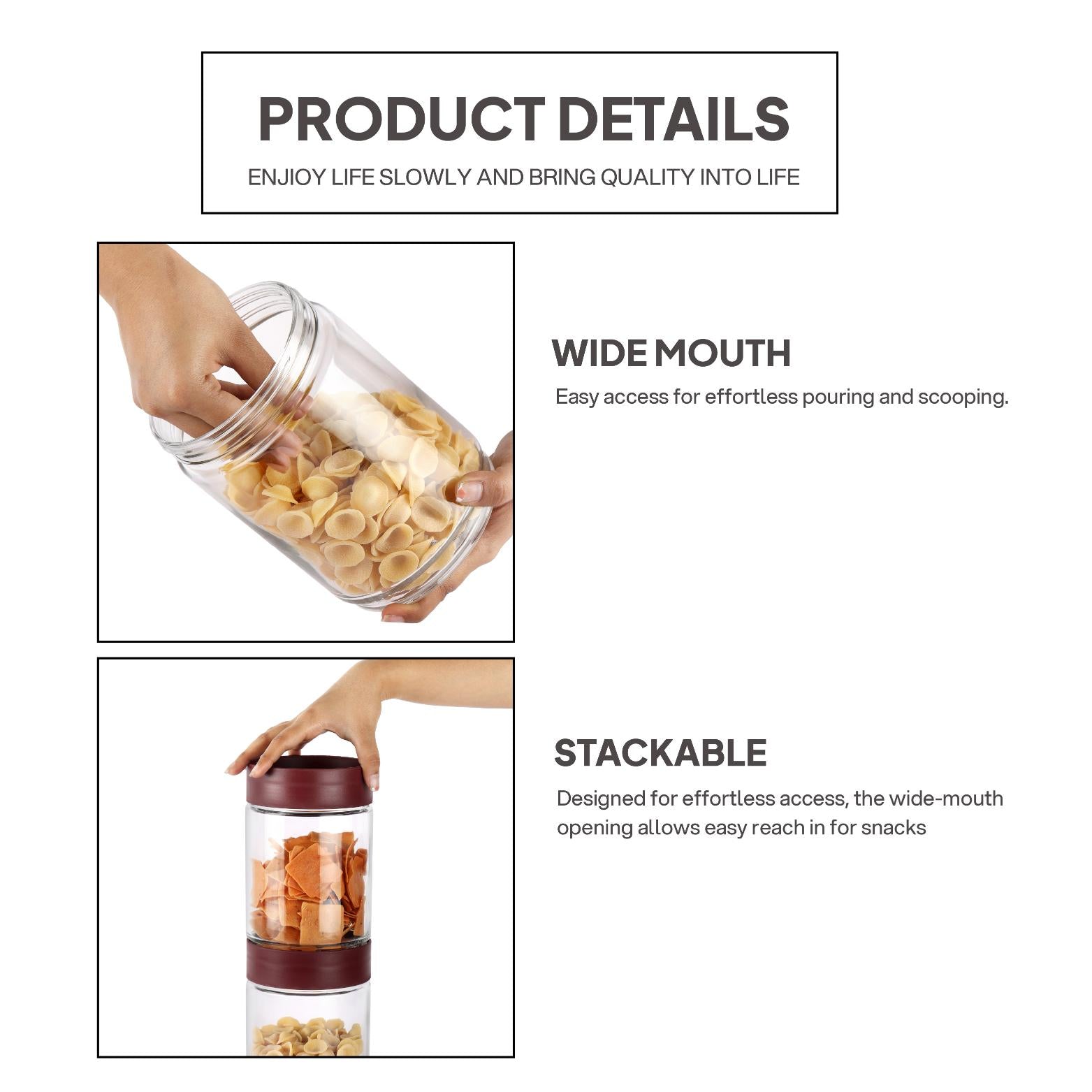 Modustack Glassy Storage Jar Maroon / 1.5 Litre x 6