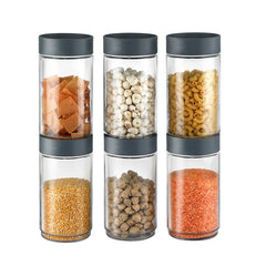 Modustack Glassy Storage Jar Grey / 2 Litre x 6