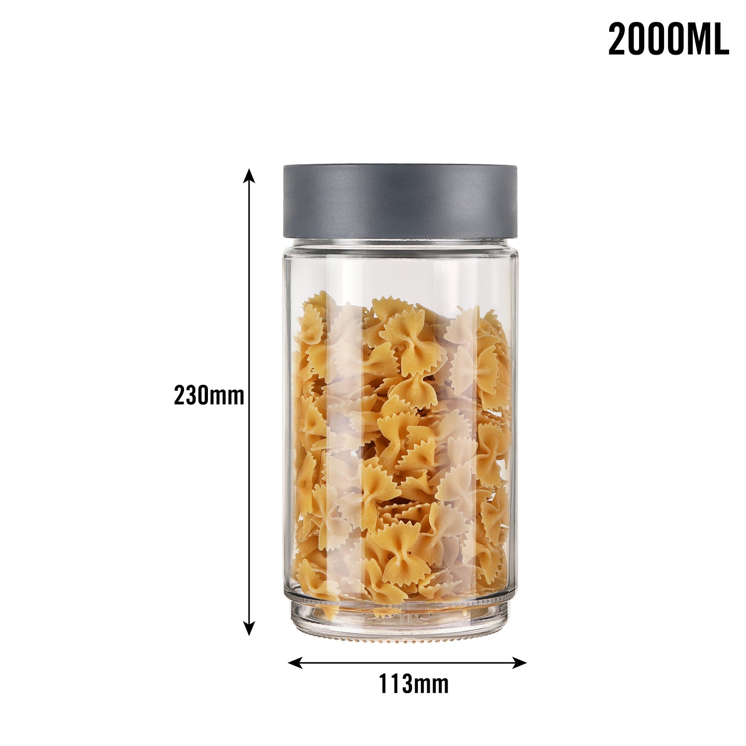 Modustack Glassy Storage Jar Grey / 2 Litre x 6
