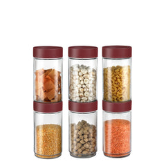 Modustack Glassy Storage Jar Maroon / 2 Litre x 6