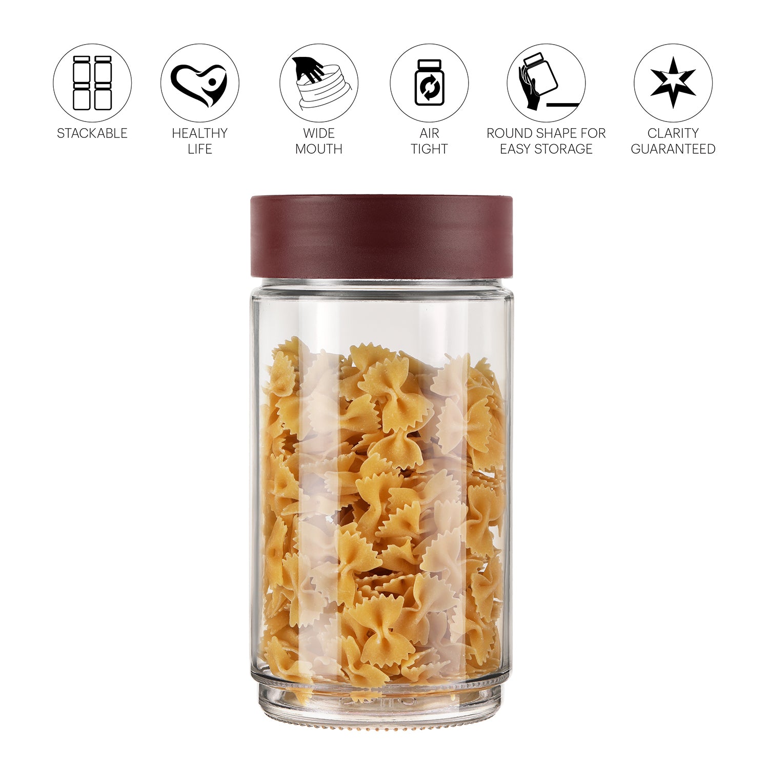 Modustack Glassy Storage Jar Maroon / 2 Litre x 6