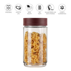 Modustack Glassy Storage Jar Maroon / 2 Litre x 6