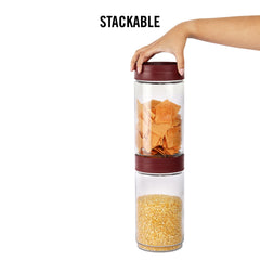 Modustack Glassy Storage Jar Maroon / 2 Litre x 6