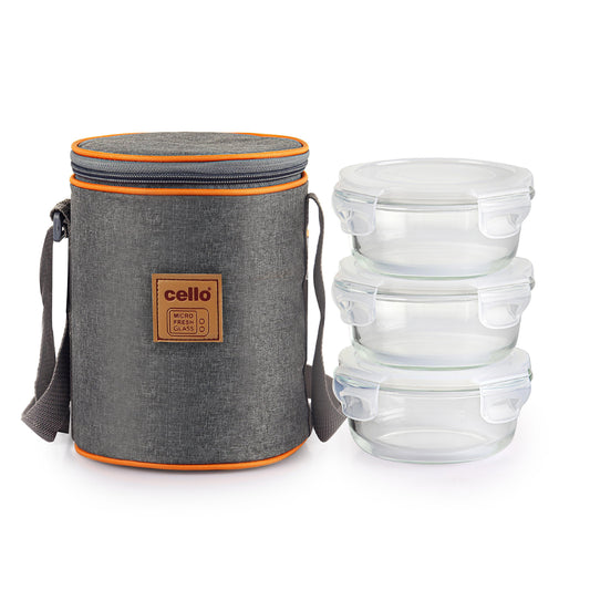 Royale Borosilicate Glass Lunch Boxes, Set of 3 Round