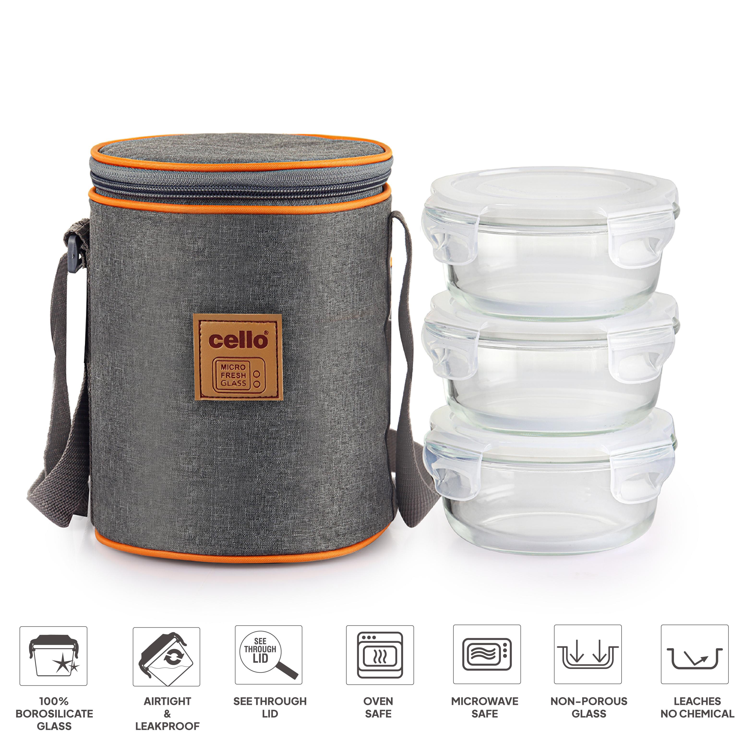 Royale Borosilicate Glass Lunch Boxes, Set of 3 Round