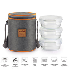 Royale Borosilicate Glass Lunch Boxes, Set of 3 Round