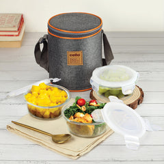 Royale Borosilicate Glass Lunch Boxes, Set of 3 Round