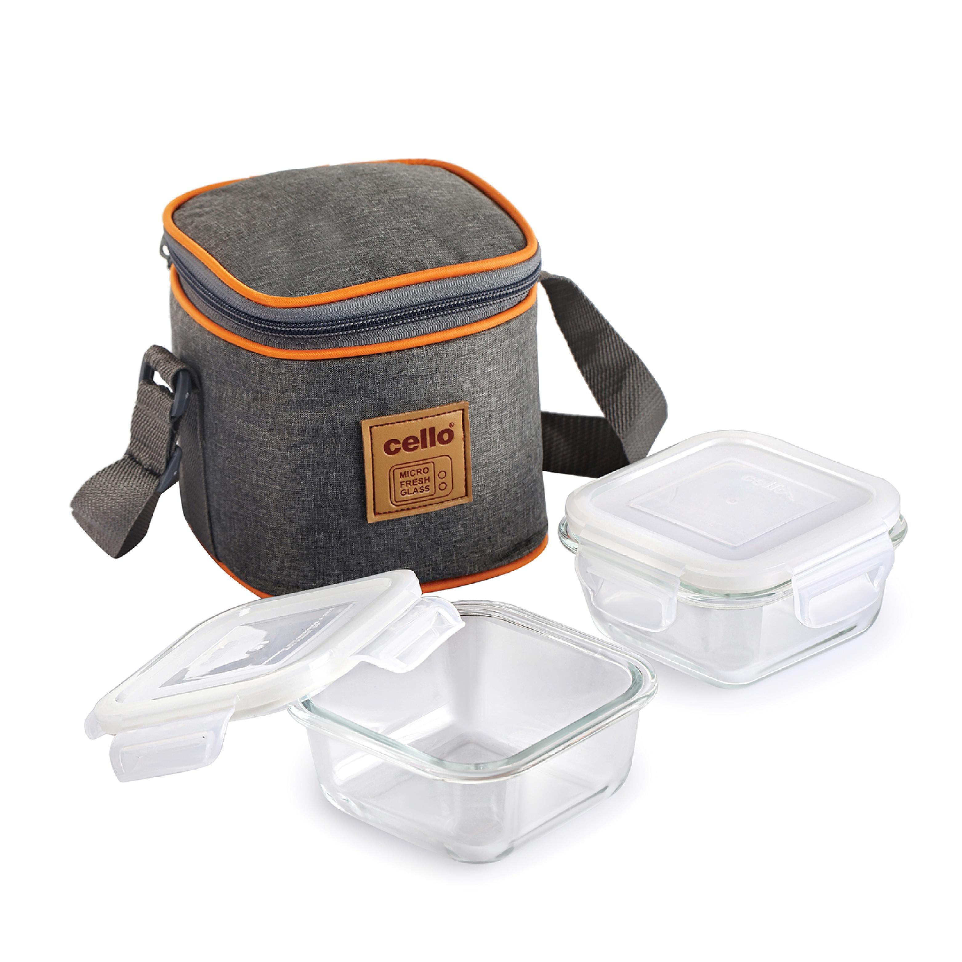 Royale Borosilicate Glass Lunch Boxes, Set of 2, Vertical Jacket Square