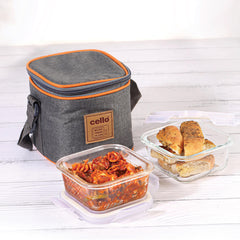 Royale Borosilicate Glass Lunch Boxes, Set of 2, Vertical Jacket Square