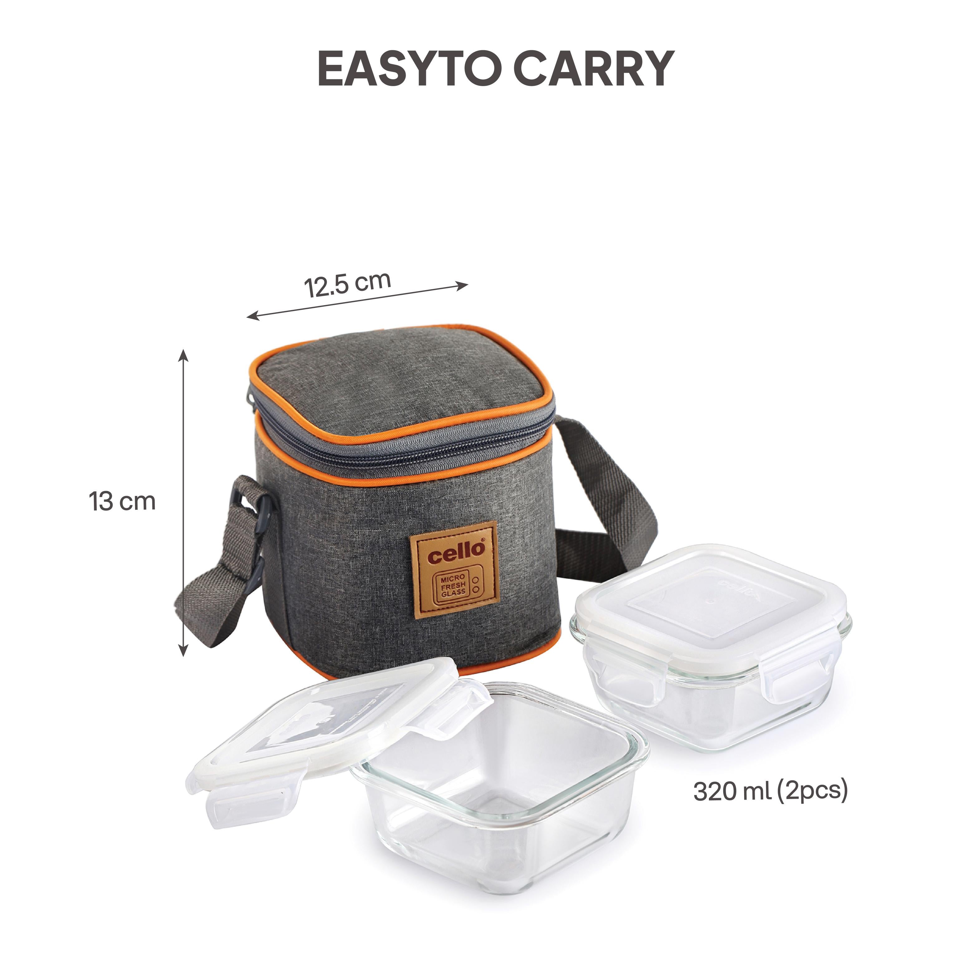 Royale Borosilicate Glass Lunch Boxes, Set of 2, Vertical Jacket Square