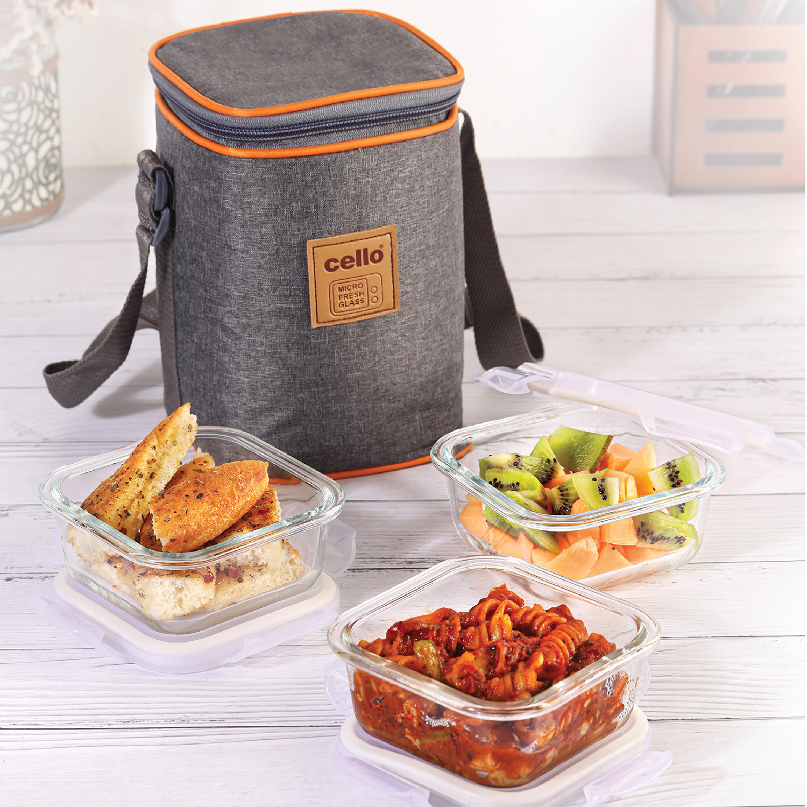 Royale Borosilicate Glass Lunch Boxes, Set of 3 Square