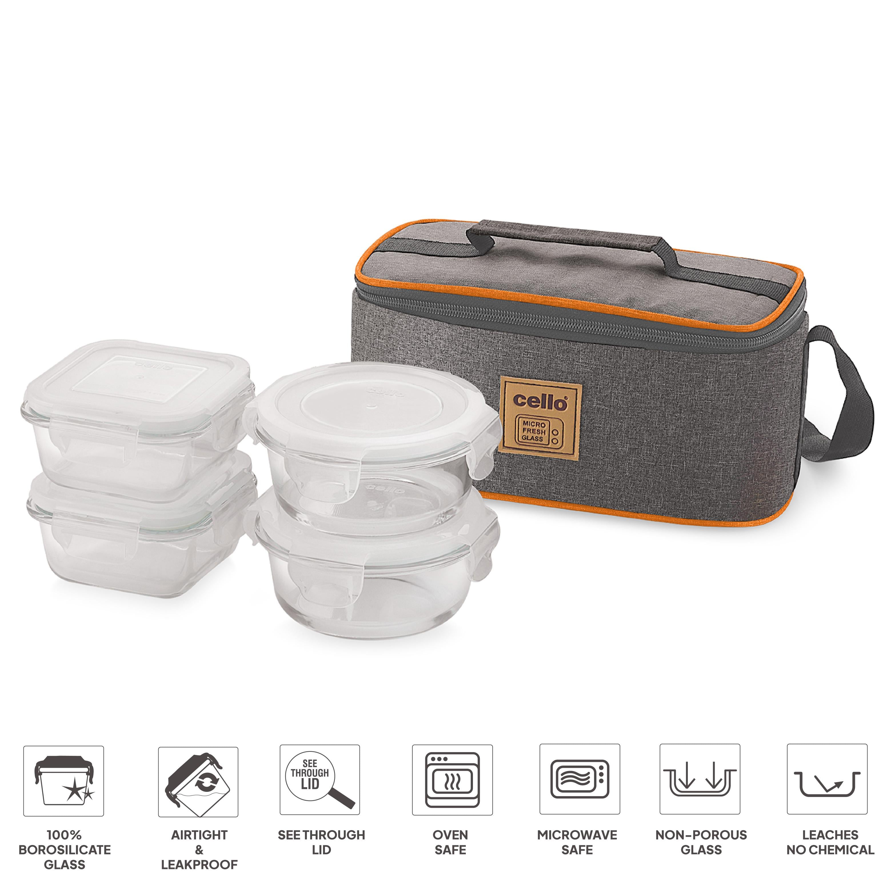 Royale Borosilicate Glass Lunch Boxes, Set of 4 Set of 4
