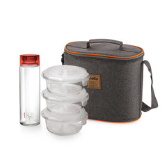 Royale Borosilicate Glass Lunch Boxes, Set of 4 Set of 4 (with glass bottle)