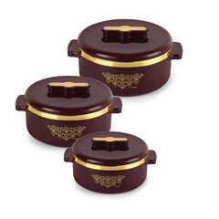 Exotic Insulated Casserole, Set of 3, 500ml+1000ml+1500ml Brown / 500ml+1000ml+1500ml