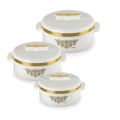 Exotic Insulated Casserole White / 3 Pc Set (500ml, 1000ml, 1500ML)