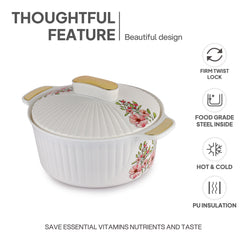 Sonet Insulated Casserole, Set of 3, 500ml+1000ml+1500ml White / 500ml+1000ml+1500ml