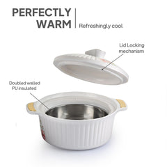 Sonet Insulated Casserole, Set of 3, 500ml+1000ml+1500ml White / 500ml+1000ml+1500ml